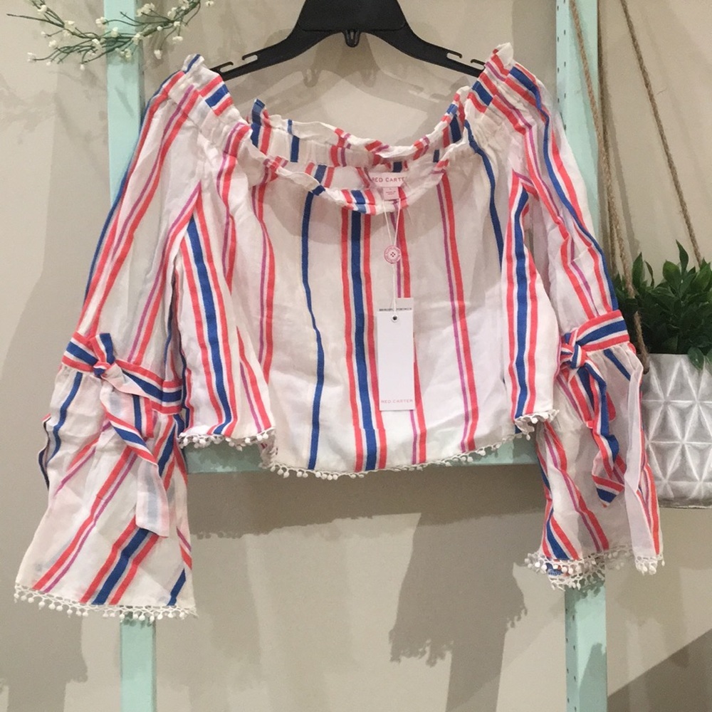NWT Anthropologie Red Carter Off the Shoulder Top - Picture 5 of 10